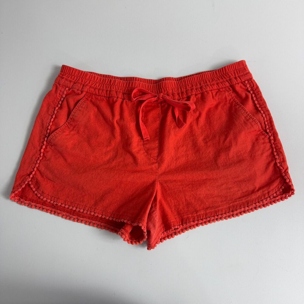 LOFT Outlet Women's Linen Cotton Blend Running Short Red Orange Size M